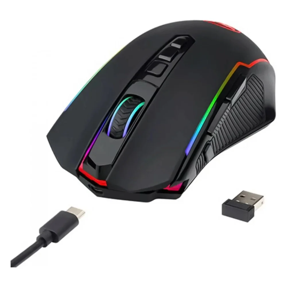 Imagem 3 de 4 do produto Mouse Gamer Redragon Ranger Lite M910 RGB Sem Fio 8000 Dpi 7 Botões Bateria Recarregável Preto