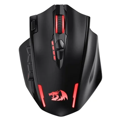 Mouse Gamer Redragon Impact Elite M913 RGB 16000 Dpi Usb-c Sem Fio 19 Botões Sensor Pixart Bateria Preto