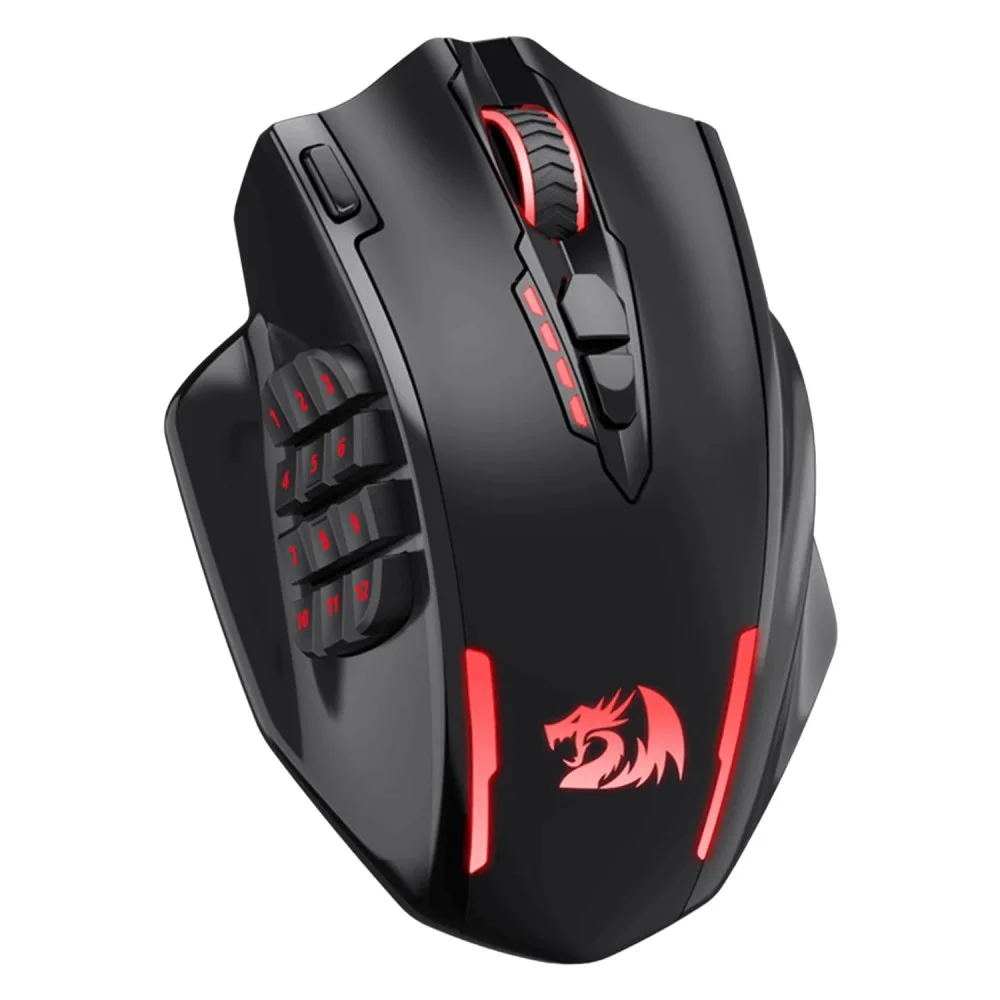 Imagem 2 de 4 do produto Mouse Gamer Redragon Impact Elite M913 RGB 16000 Dpi Usb-c Sem Fio 19 Botões Sensor Pixart Bateria Preto