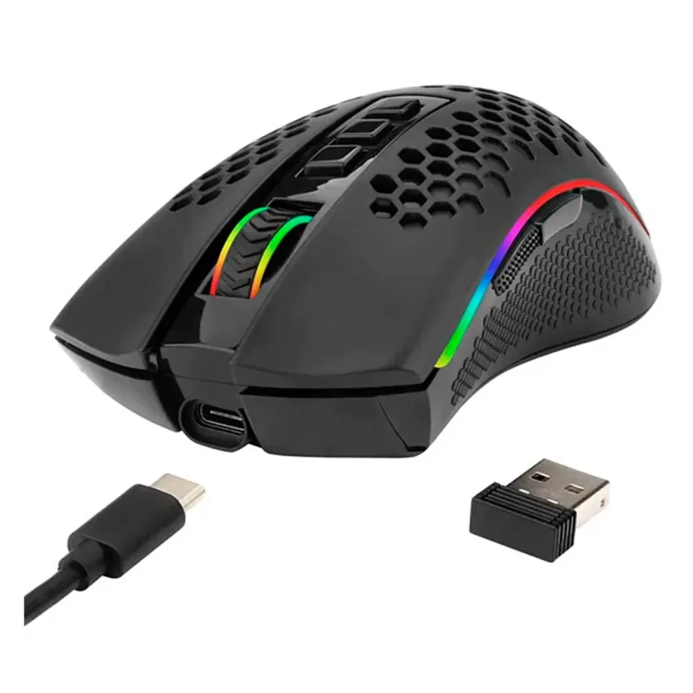 Imagem 2 de 3 do produto Mouse Gamer Redragon Storm Pro M808-ks 16000 Dpi Sem Fio RGB Preto Recarregável Leve Sensor Pixart