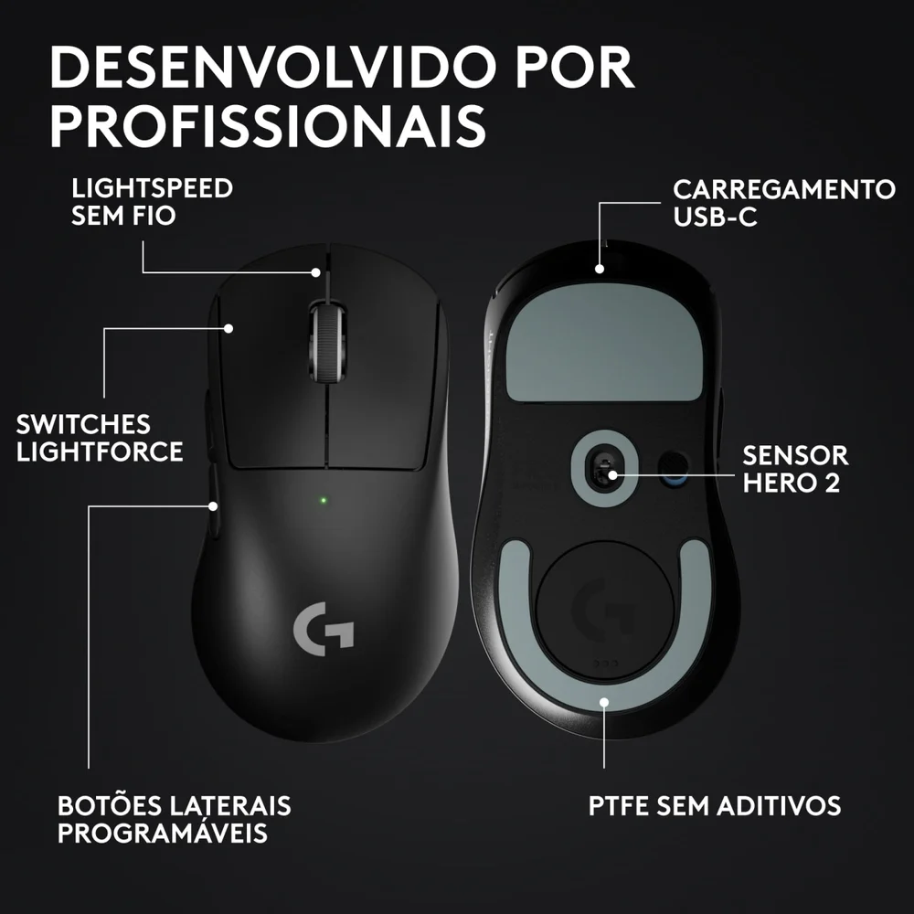 Imagem 5 de 5 do produto Mouse Gamer Sem Fio Logitech G Pro X Superlight 2 Dex Preto N/a