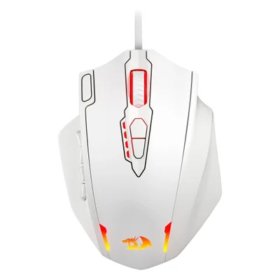 Mouse Gamer Redragon Impact Elite M913 RGB 16000 Dpi Usb Sem Fio Branco Bateria Longa Duração Sensor Pixart 20 Botões Programáveis