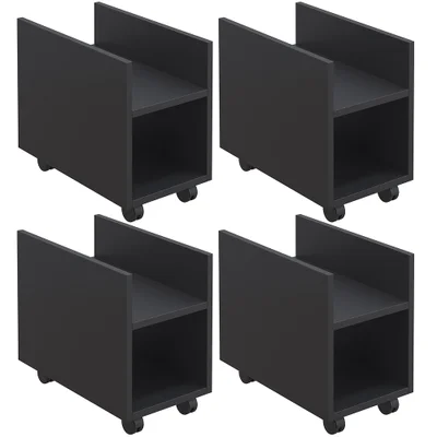 Kit 04 Suportes Para Cpu E Nobreak Com Rodízios Guide L03 Preto - Lyam Decor