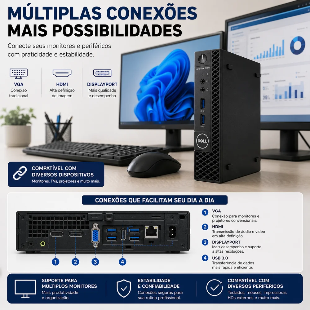 Mini PC Dell Optiplex 3050 i3 8GB SSD 128GB