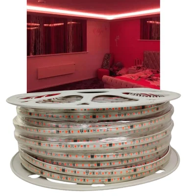 Fita LED Vermelho Rolo 100 Metros Dupla Face Decoraçao Iluminaçao Residencial Comercial Sanca Gesso Recepçao Ambiente Gamer Sala Quarto Multiuso