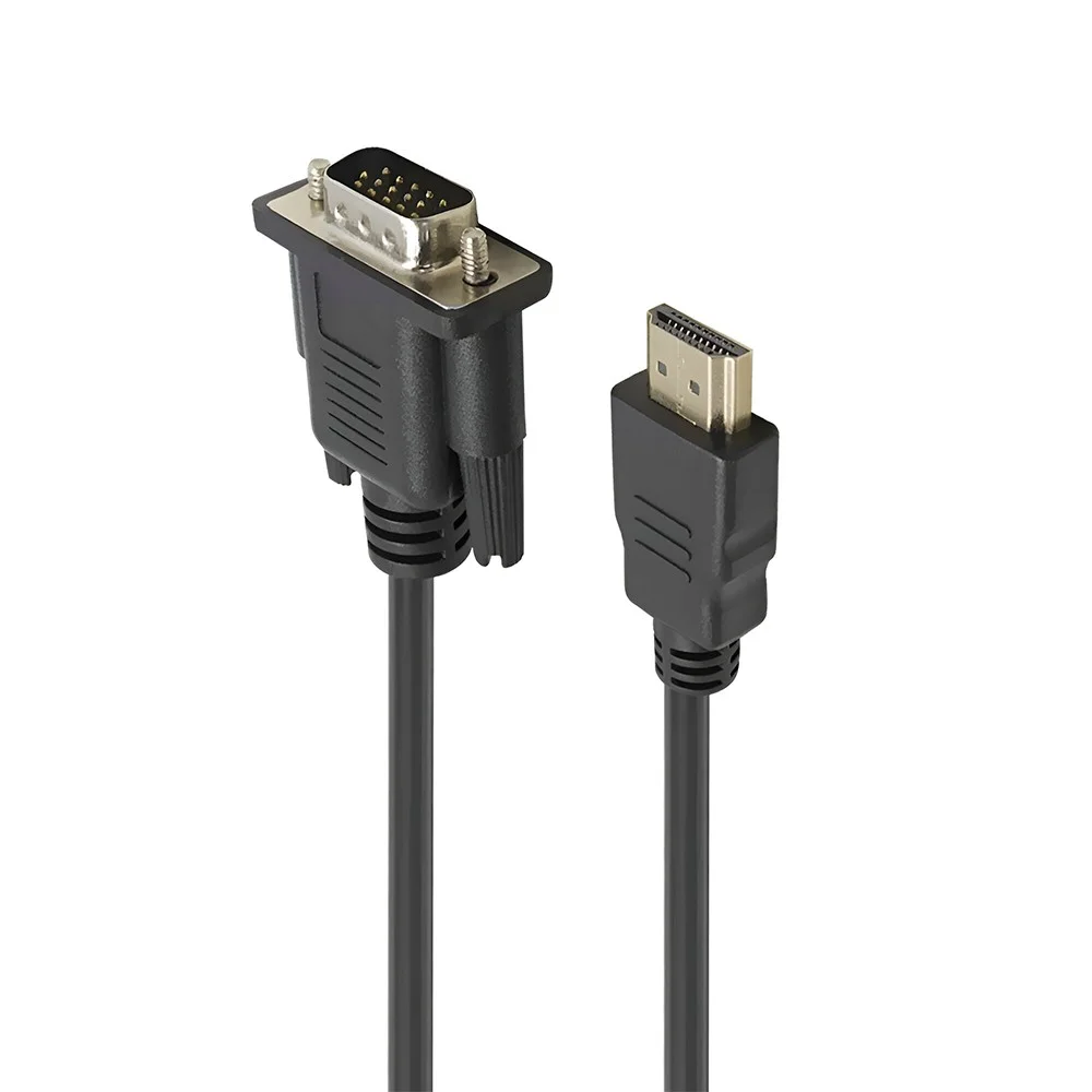 Imagem 1 de 3 do produto Cabo Adaptador Conversor Vga Macho Para HDMI Macho 1.5m Full Hd 1080p Com Áudio P2 Usb Vídeo PC Notebook Monitor Tv