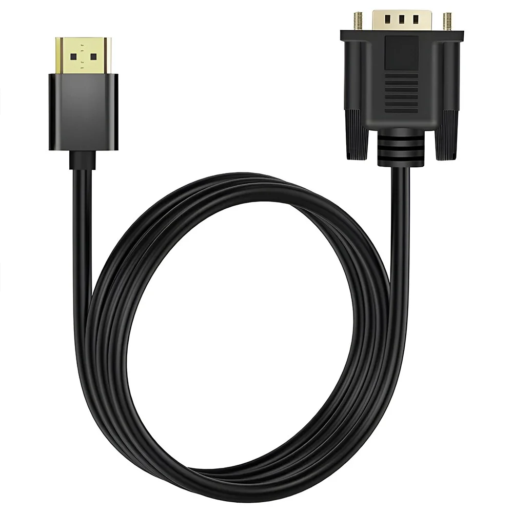 Imagem 2 de 3 do produto Cabo Adaptador Conversor Vga Macho Para HDMI Macho 1.5m Full Hd 1080p Com Áudio P2 Usb Vídeo PC Notebook Monitor Tv