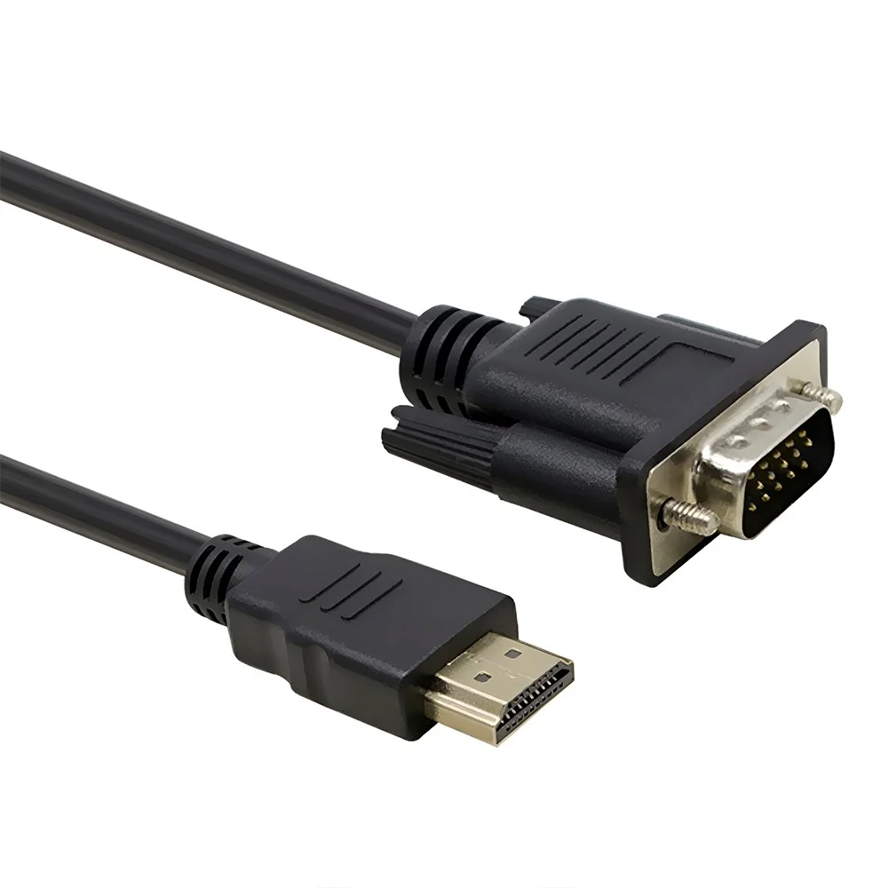 Imagem 3 de 3 do produto Cabo Adaptador Conversor Vga Macho Para HDMI Macho 1.5m Full Hd 1080p Com Áudio P2 Usb Vídeo PC Notebook Monitor Tv