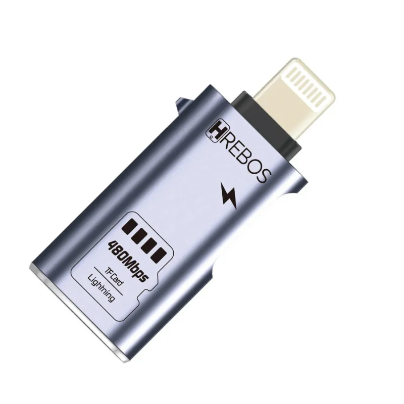 Imagem 2 de 5 do produto Adaptador Otg Hrebos Ad-231i Lightning Premium 480 Mbps | Transferência De Dados Rápida Compatível Com Iphone E Ipad
