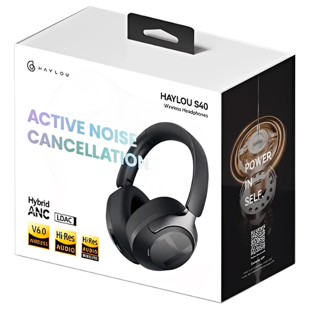Imagem 3 de 4 do produto Haylou S40 Hybrid Anc ( Preto ) Fone De Ouvido Headphone Sem Fio Bluetooth 6.0 - Codec Ldac, Hi-res,