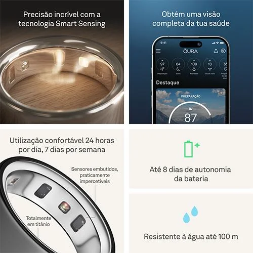 Imagem 5 de 5 do produto Anel Inteligente Smart Ring Oura Ring 4 Preto Fosco Stealth  Tamanho 8