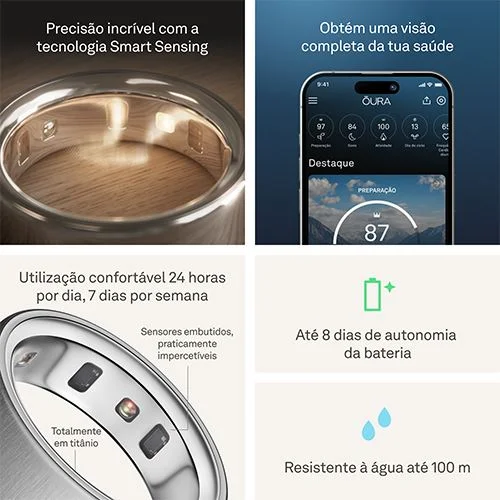 Imagem 5 de 5 do produto Anel Inteligente Smart Ring Oura Ring 4 Prata Escovado Brushed Silver Tamanho 7