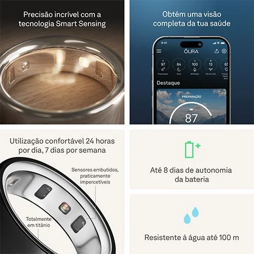 Imagem 5 de 5 do produto Anel Inteligente Smart Ring Oura Ring 4 Preto  Tamanho 6