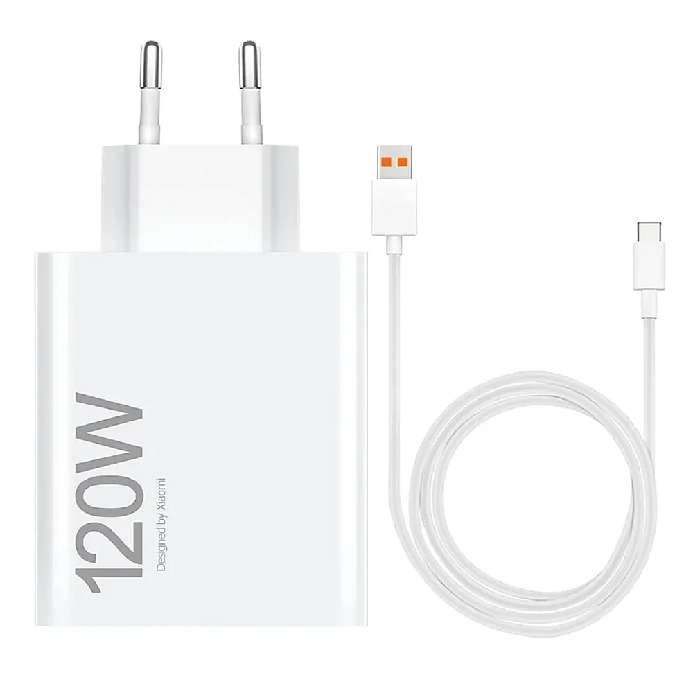 Carregador Xiaomi 120w Hypercharge Eu   Com Cabo Usb-c Carga Super Rápida Branco