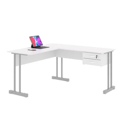Mesa Para Computador Em L Atria Moderno 2 Gavetas 143cm Branco Casah