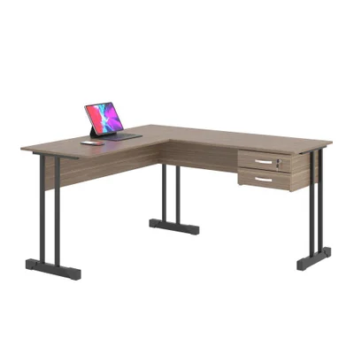 Mesa Para Computador Em L Mesa Em L Com 2 Gavetas Rael Afarra Moderno 143cm Marrom Casah