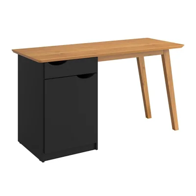 Escrivaninha Otto 1 Porta 1 Gaveta Mdf 135cm Preto Acetinado Casah