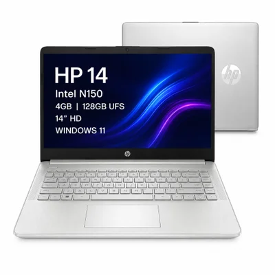 Notebook Hp 14-dq6101dx Intel N150 4gb 128GB Ufs Tela 14" Hd WINDOWS 11 Prata