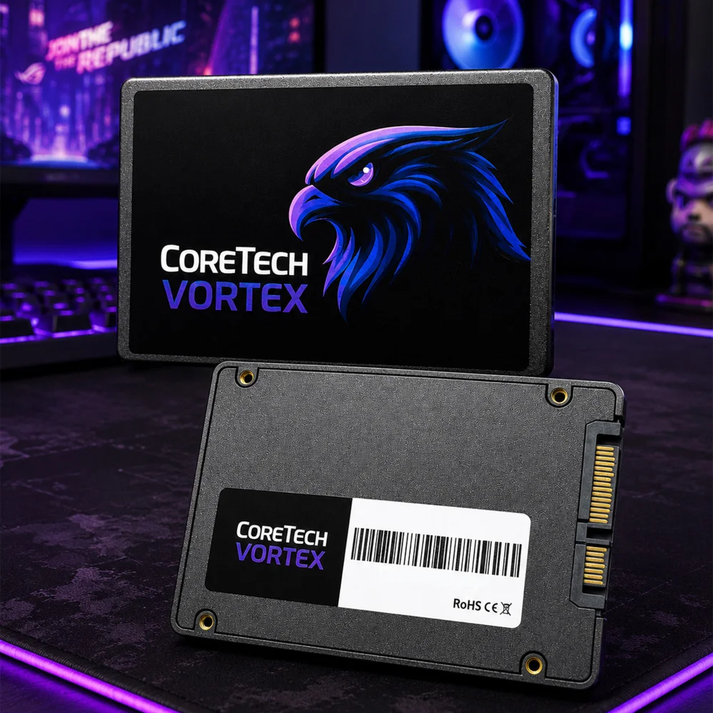 Imagem 3 de 5 do produto SSD Coretech Vortex, Sata Iii, 256gb, 2.5", Leitura 400mb/s, Gravação 350mb/s, Preto