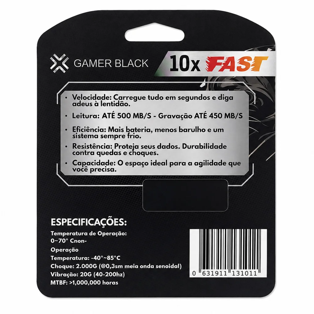 Imagem 3 de 3 do produto SSD Gamer Black 128GB, Sata Iii, 2.5", Leitura 500mb/s, Gravação 450mb/s, Preto