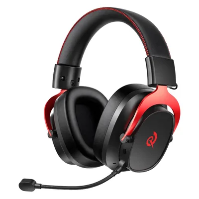 Headset Gamer Qcy Heroad Vt200 Bh25h8gmb Sem Fio Wireless Bluetooth Microfone Surround LED Preto E Vermelho