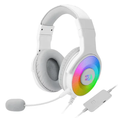 Headset Gamer Redragon Pandora H350w-RGB Usb Branco Iluminação RGB Conector P3 Usb Áudio Estéreo Com Microfone Ajustável