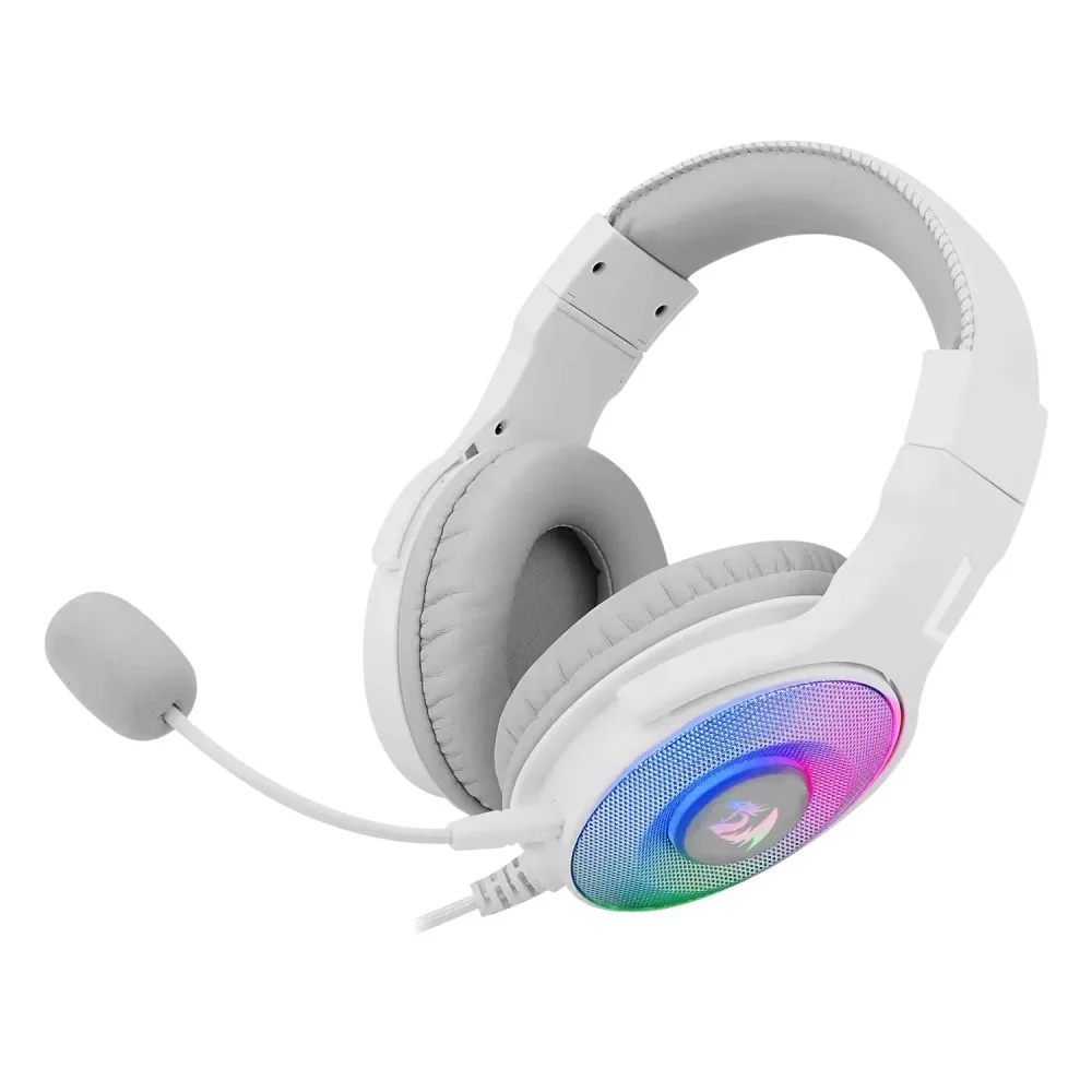 Imagem 3 de 5 do produto Headset Gamer Redragon Pandora H350w-RGB Usb Branco Iluminação RGB Conector P3 Usb Áudio Estéreo Com Microfone Ajustável