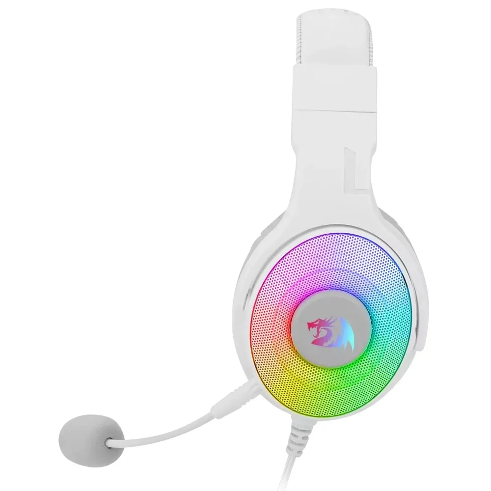Imagem 5 de 5 do produto Headset Gamer Redragon Pandora H350w-RGB Usb Branco Iluminação RGB Conector P3 Usb Áudio Estéreo Com Microfone Ajustável