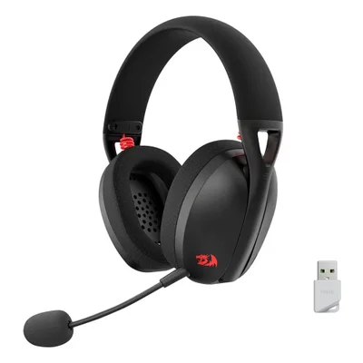 Headset Gamer Redragon Ire Pro H848 Wireless Tri-mode Bluetooth 2.4ghz Usb Preto Surround Áudio Microfone Removível