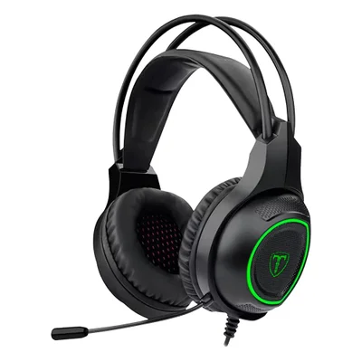 Headset Gamer T-dagger Atlas T-rgh201 Usb Som Estéreo 7.1 Iluminação LED Microfone Ajustável Preto
