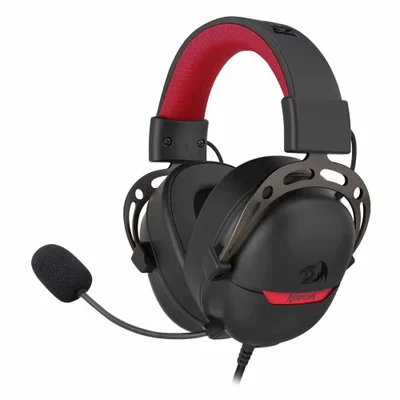 Headset Gamer Redragon Aurora H376br Usb Preto Iluminação LED Som Estéreo Microfone Retrátil Confortável