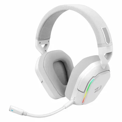 Headset Gamer Sem Fio Redragon Mira H868w Branco Tri-mode Bluetooth 2.4ghz Usb Microfone RGB Surround