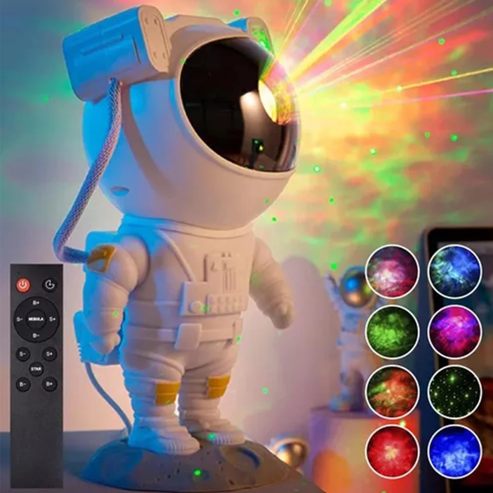 Imagem 3 de 5 do produto Projetor LED Astronauta Estrela Galaxia Usb Luzes Nebulosa Decoraçao Mesa Sala Quarto Casa