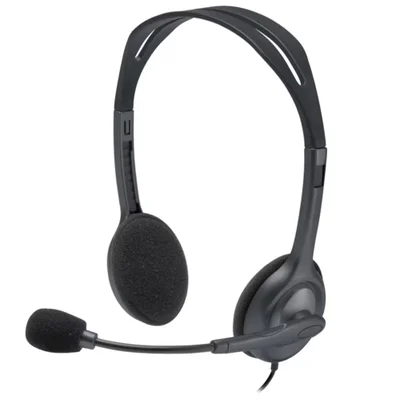 Headset Logitech H111 981-000612 Estéreo P3 3.5mm Microfone Com Redução De Ruído Ajustável Confortável Preto