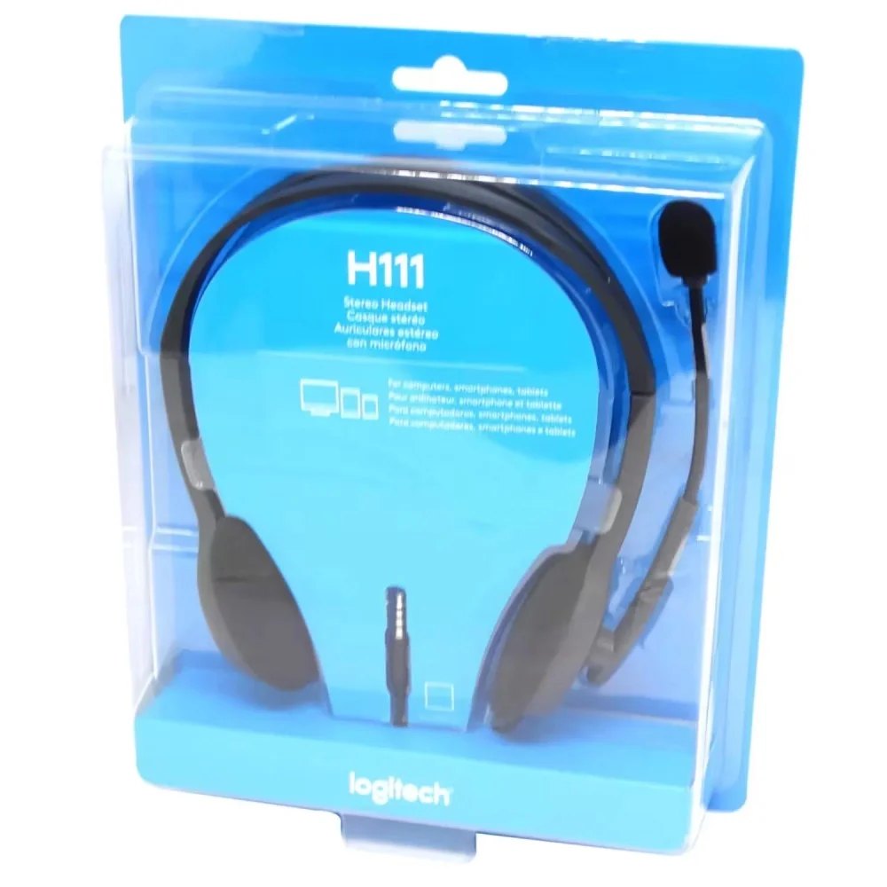 Imagem 2 de 5 do produto Headset Logitech H111 981-000612 Estéreo P3 3.5mm Microfone Com Redução De Ruído Ajustável Confortável Preto