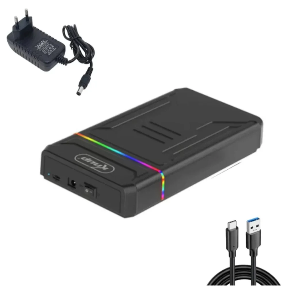 Adaptador Case Portátil Hd SSD Externo Sata 2,5" 3,5" Usb 3.0 RGB Knup