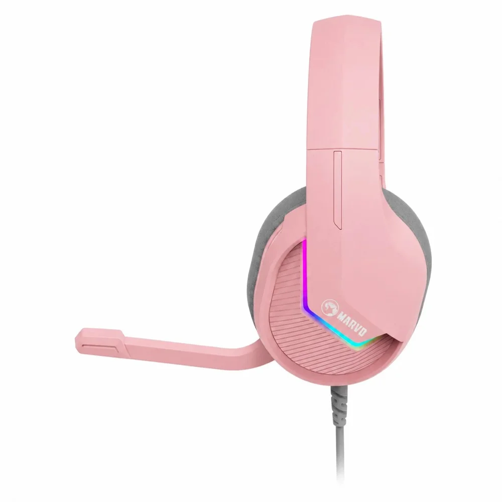 Imagem 3 de 4 do produto Headset Gamer Marvo Tactic 40 H8618-pk Usb Iluminação RGB Microfone Ajustável Som Estéreo Rosa