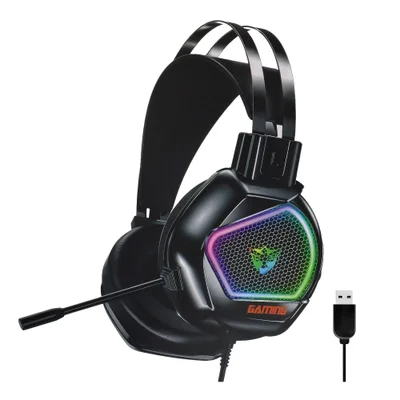 Headset Gamer Satellite Ae-301 RGB Wireless Bluetooth Sem Fio Microfone Bateria Longa Duração Preto Áudio Estéreo