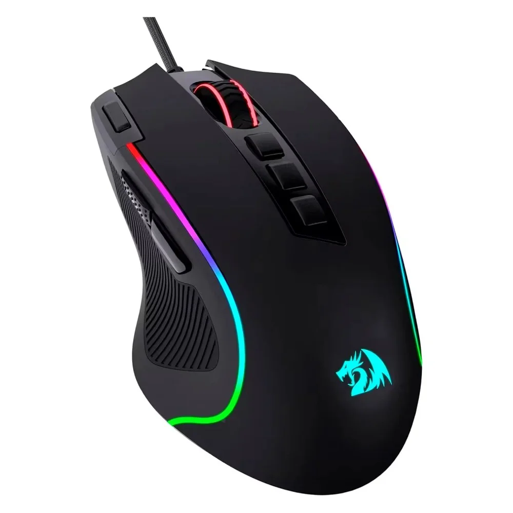 Imagem 2 de 4 do produto Mouse Gamer Redragon Predator RGB Usb Preto Sensor 8000 Dpi Ergonômico Botões Programáveis Fio PC Gamer
