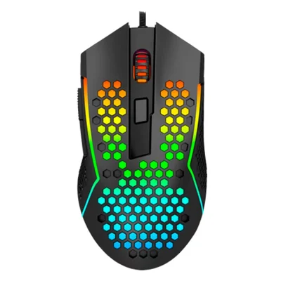 Mouse Gamer Redragon Reaping RGB Preto Usb 2.0 7200 Dpi Ergonômico Sensor Óptico Alta Precisão Botões Programáveis