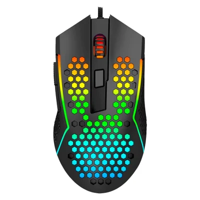 Mouse Gamer Redragon Reaping M987-k 12400 Dpi Usb RGB Preto Sensor Pixart Leve Com Fio Ergonômico