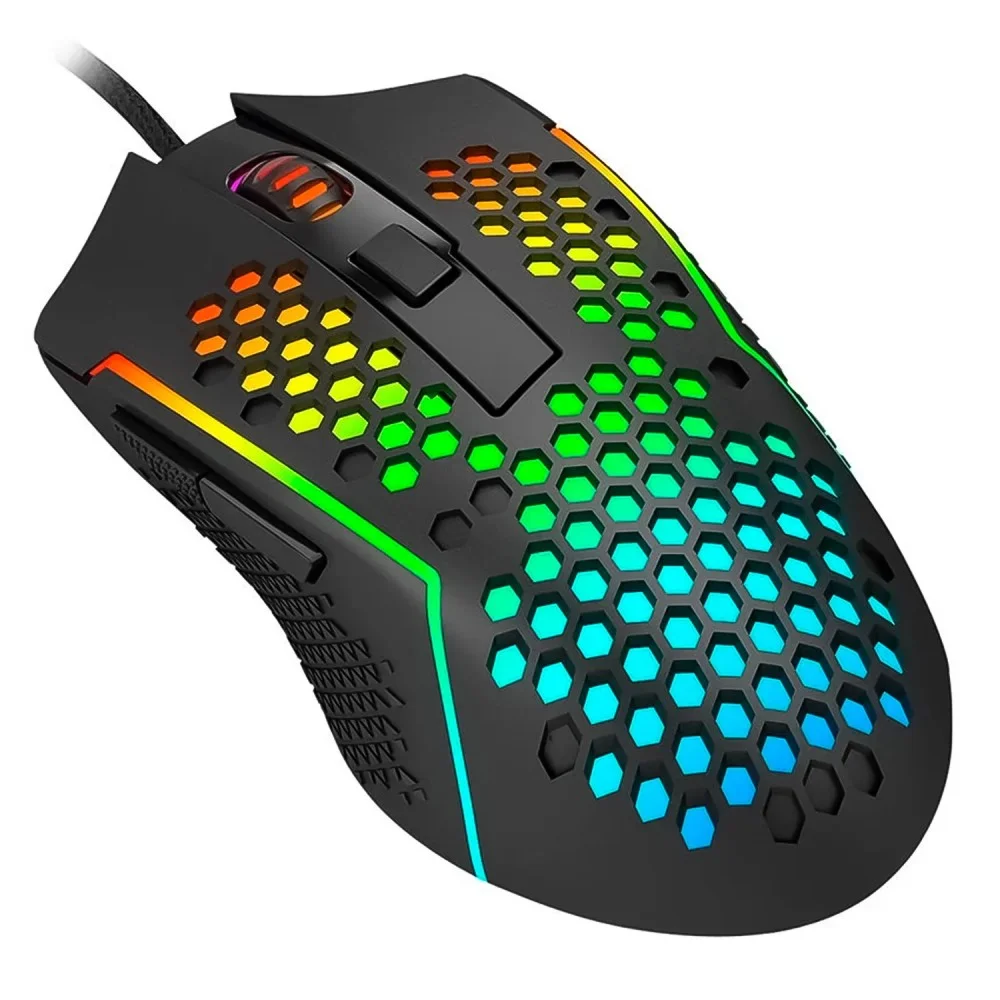 Mouse Gamer Redragon Reaping M987-k 12400 Dpi Usb RGB Preto Sensor Pixart Leve Com Fio Ergonômico