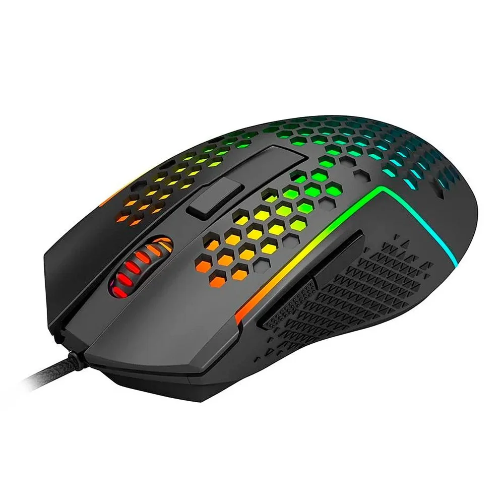 Mouse Gamer Redragon Reaping M987-k 12400 Dpi Usb RGB Preto Sensor Pixart Leve Com Fio Ergonômico