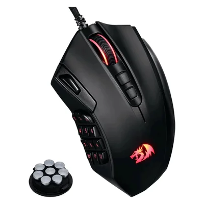 Mouse Gamer Redragon Azzinoth M921 RGB 12400 Dpi Usb Preto Sensor Óptico 9 Botões Programáveis Ergonômico