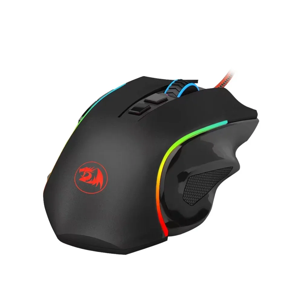 Mouse Gamer Redragon M607 Griffin RGB 7200 Dpi Usb Sensor Pixart Botões Programáveis Ergonômico Preto