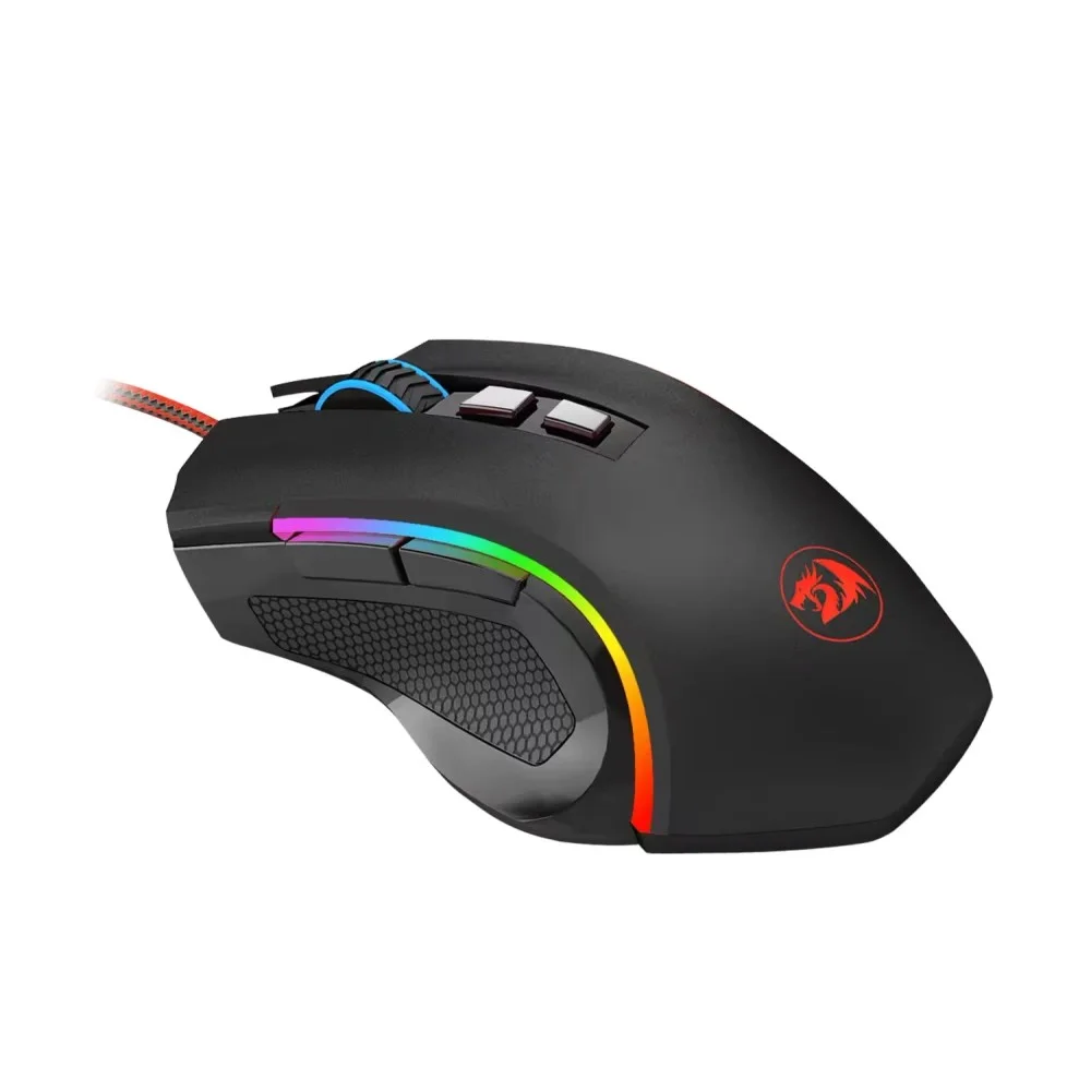 Mouse Gamer Redragon M607 Griffin RGB 7200 Dpi Usb Sensor Pixart Botões Programáveis Ergonômico Preto