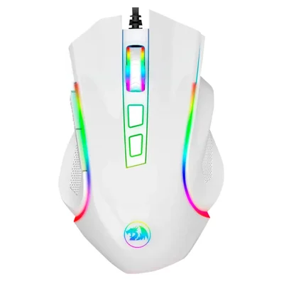 Mouse Gamer Redragon Griffin M607w RGB 7200 Dpi Usb Branco Sensor Pixart Ergonômico 7 Botões Programáveis