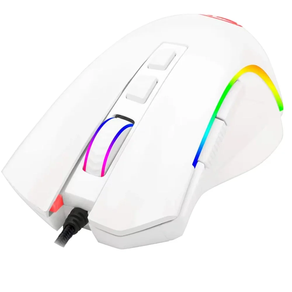Imagem 4 de 5 do produto Mouse Gamer Redragon Griffin M607w RGB 7200 Dpi Usb Branco Sensor Pixart Ergonômico 7 Botões Programáveis