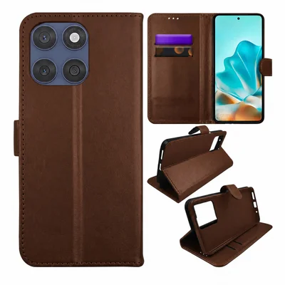 Capa Carteira Estojo Flip Para Motorola Moto G47 5g Marrom