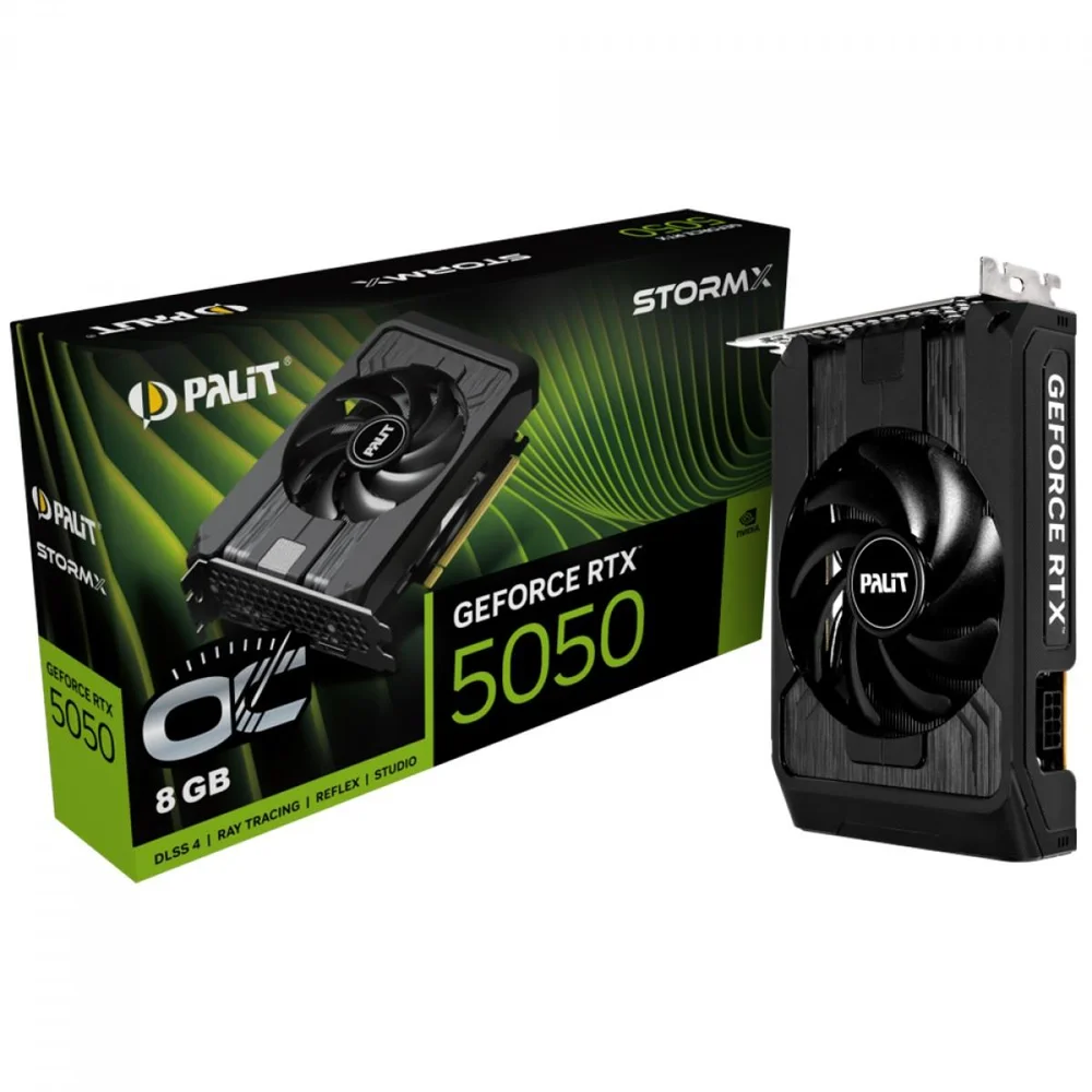 Placa De Vídeo Palit Nvidia Geforce RTX 5050 Stormx Oc, 8GB, Gddr6, Dlss, Ray Tracing, Ne65050t19p1-gb2070f